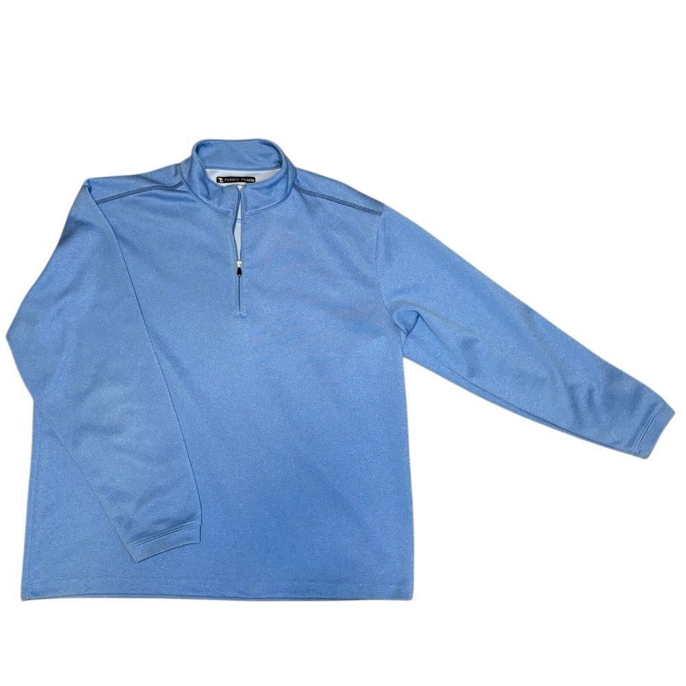 Pebble Beach Performance Blue Golf Shirt with 1/4 Zipper. Sz L Great Condition!